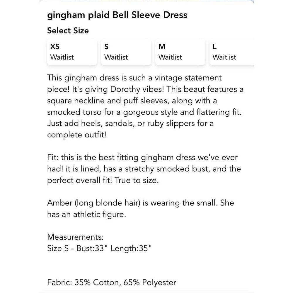 Skies are blue dress womens size small dress gingham dress blue and white NEW - Picture 3 of 10